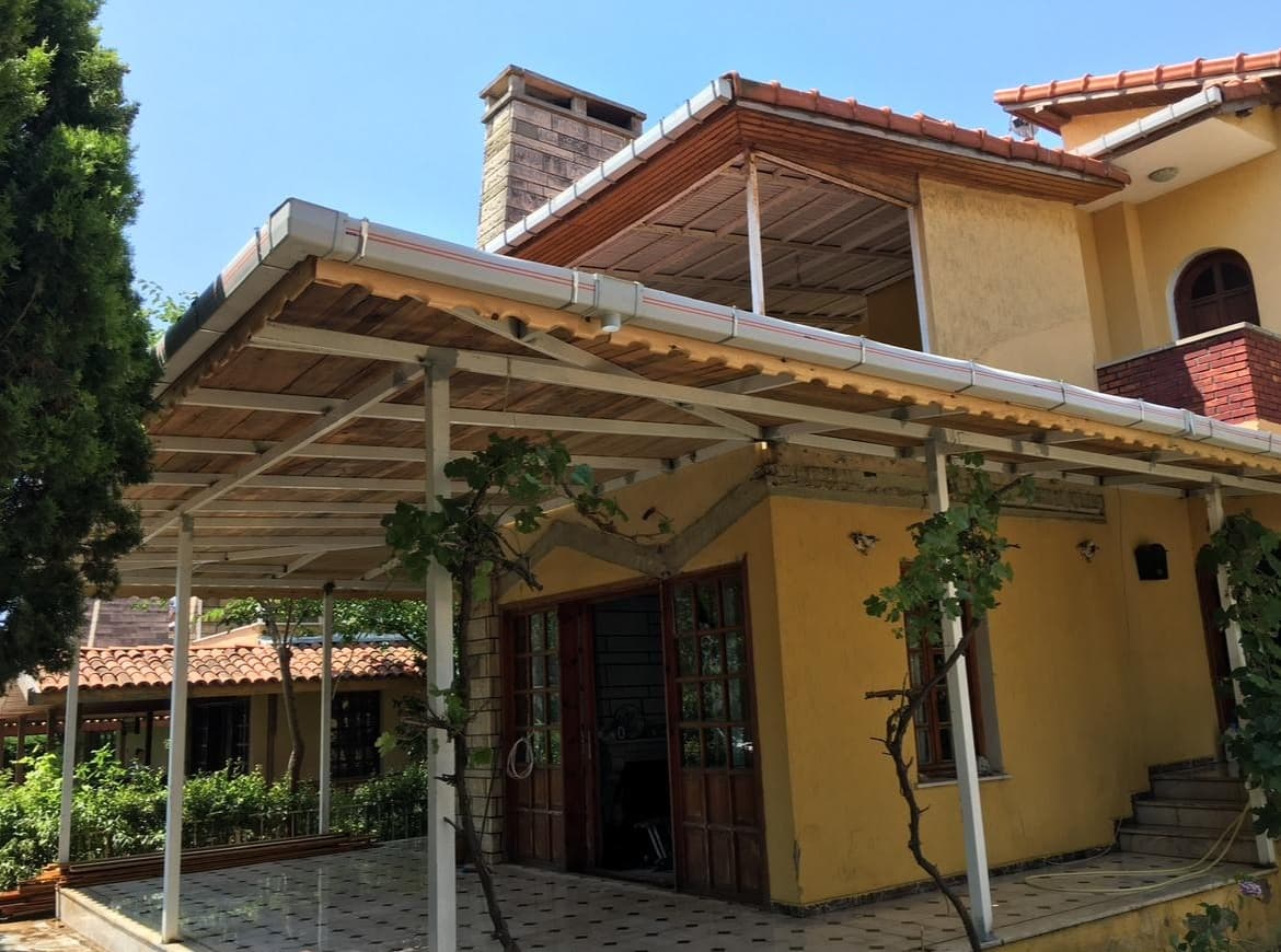Ahşap ve Membran Kaplamalı Ev Önü Balkon Sundurma Çatı Projesi (Marmaraereğlisi/Tekirdağ)